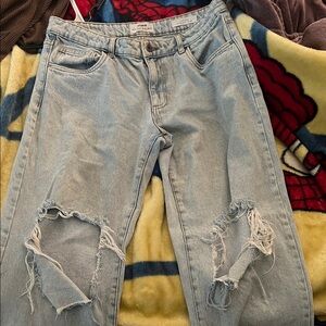 Cotton On Light Blue Distressed Boyfriend Jeans